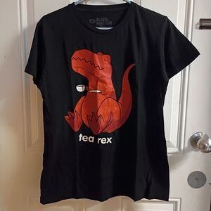 2/$10 Hot Topic Black Matter Tea Rex Pun Graphic Tee Size Medium